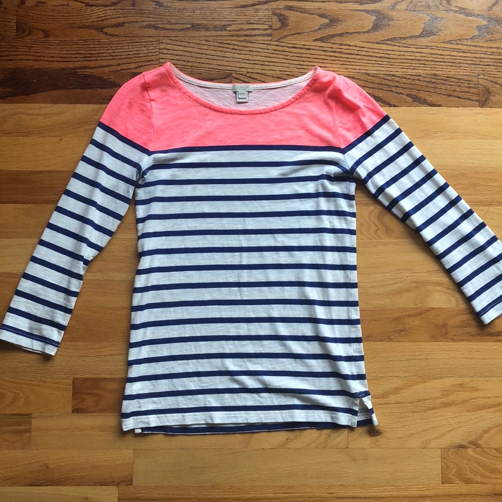 J Crew navy stripped shirt with pink